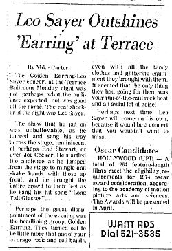 Golden Earring show review Salt Lake city April 21, 1975 Salt Lake Tribune April 22 1975